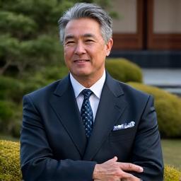 和牛ウェイ創業者、高山隆一が日本の伝統的な庭園で和牛の哲学について語る様子
